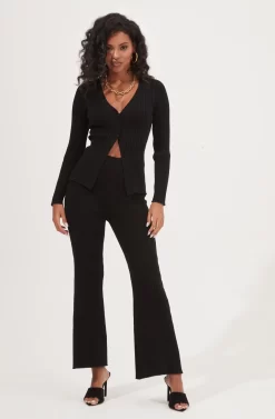 Maida Ribbed Knit Flare Pants -ASTR the Label Store ACP7223 BLACK 2 scaled