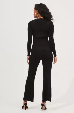 Maida Ribbed Knit Flare Pants -ASTR the Label Store ACP7223 BLACK 3 scaled