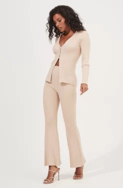 Maida Ribbed Knit Flare Pants -ASTR the Label Store ACP7223 LATTE 1 scaled