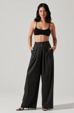 Boyfriend Pleated Criss-Cross Waist Pants -ASTR the Label Store ACP7225WST CHARCOALSTRIPE 4 scaled