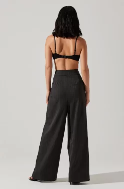 Boyfriend Pleated Criss-Cross Waist Pants -ASTR the Label Store ACP7225WST CHARCOALSTRIPE 6 scaled