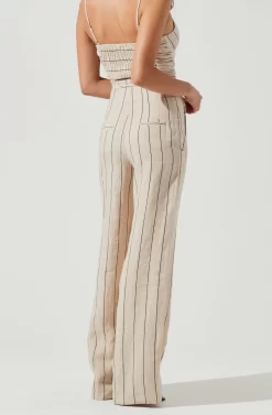 Denair Pinstripe Wide Leg Pants -ASTR the Label Store ACP7229 TAN BLACK 4 scaled
