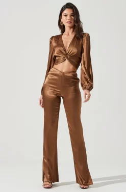 Veira Satin Tie Waist Pants