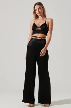 Amiah Satin Tie Waist Wide Leg Pants -ASTR the Label Store ACP7255S BLACK 1 scaled