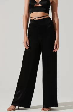 Amiah Satin Tie Waist Wide Leg Pants -ASTR the Label Store ACP7255S BLACK 3 scaled
