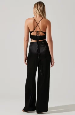 Amiah Satin Tie Waist Wide Leg Pants -ASTR the Label Store ACP7255S BLACK 5 scaled