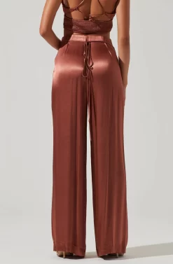 Amiah Satin Tie Waist Wide Leg Pants -ASTR the Label Store ACP7255S ROSEBROWN 3 scaled