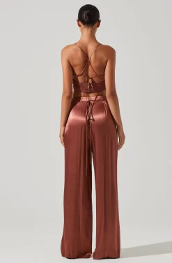 Amiah Satin Tie Waist Wide Leg Pants -ASTR the Label Store ACP7255S ROSEBROWN 4 scaled