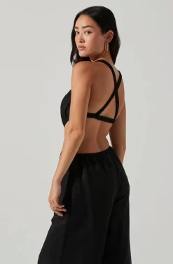 Marise Cutout Wide Leg Jumpsuit -ASTR the Label Store ACP7257 BLACK 3 scaled