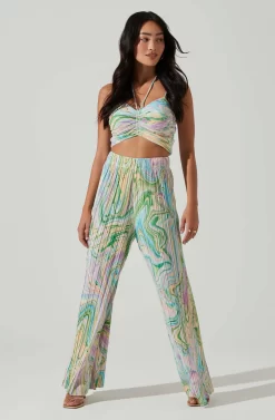 Savine Ruched Tie Dye Pants -ASTR the Label Store ACP7259P GREENSWIRL 1 scaled