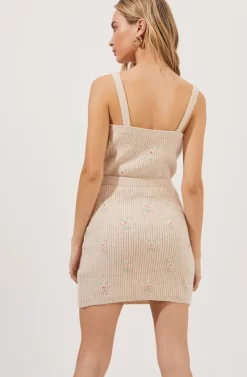 Tea Party Floral Embroidered Knit Mini Skirt -ASTR the Label Store ACS7221 BLUSHFLOWER 4 scaled