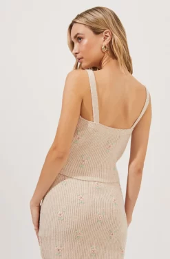 Tea Party Floral Embroidered Knit Mini Skirt -ASTR the Label Store ACS7221 BLUSHFLOWER 6 scaled