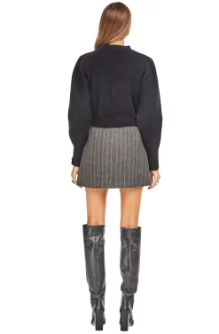 Wilshire Skirt -ASTR the Label Store ACS8095 CHARCOAL BROWN STRIPE 03 scaled