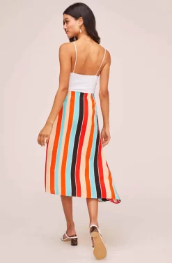 Monica Striped Midi Skirt -ASTR the Label Store ACS9020 AQUA ORANGE STRIPE 3A scaled
