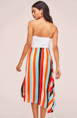 Monica Striped Midi Skirt -ASTR the Label Store ACS9020 AQUA ORANGE STRIPE 4A scaled