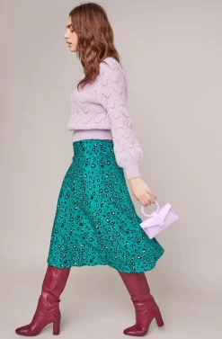 Pamela Leopard Midi Skirt -ASTR the Label Store ACS9022B GREEN LILAC LEOPARD 1A scaled