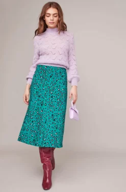 Pamela Leopard Midi Skirt -ASTR the Label Store ACS9022B GREEN LILAC LEOPARD 3A scaled