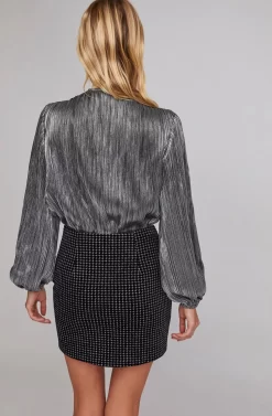 Countdown Mini Skirt -ASTR the Label Store ACS9038 SILVER HOUNDSTOOTH 4 scaled