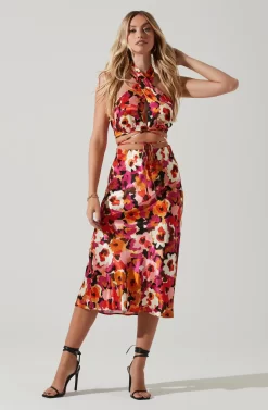 Nava Floral Midi Skirt -ASTR the Label Store ACS9045S REDFLORAL 1 scaled
