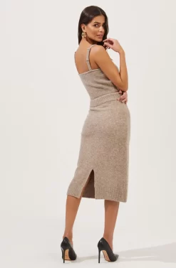 Belmont Knit Midi Skirt -ASTR the Label Store ACS9063 TAUPEGREYMARL 2 scaled