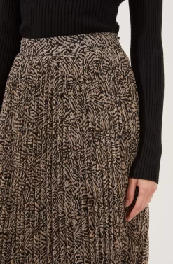 Animal Instinct Pleated Midi Skirt 8 Animal Instinct Pleated Midi Skirt -ASTR the Label Store ACS9070 BLACKTAUPEANIMAL 3 scaled