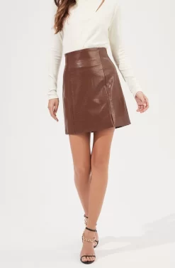 Audrey Faux Leather Mini Skirt -ASTR the Label Store ACS9074 BROWN 3 scaled