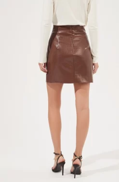 Audrey Faux Leather Mini Skirt -ASTR the Label Store ACS9074 BROWN 5 scaled