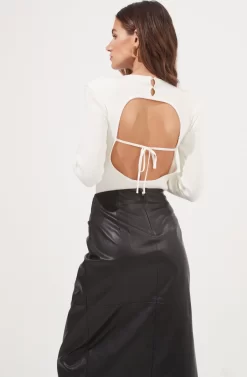 Kari Faux Leather Twist Front Midi Skirt -ASTR the Label Store ACS9076 BLACK 4 scaled