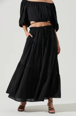 Balboa Tiered Maxi Skirt -ASTR the Label Store ACS9080 BLACK 2 scaled