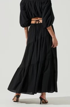Balboa Tiered Maxi Skirt -ASTR the Label Store ACS9080 BLACK 4 scaled