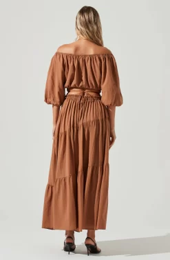 Balboa Tiered Midi Skirt -ASTR the Label Store ACS9080 BROWN 3 scaled