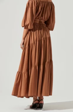 Balboa Tiered Midi Skirt -ASTR the Label Store ACS9080 BROWN 4 scaled