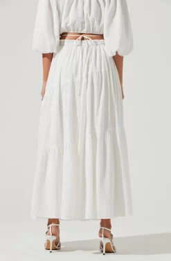 Balboa Tiered Maxi Skirt -ASTR the Label Store ACS9080 WHITE 4 scaled