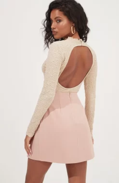 Woodbury Buttoned Side Slit Mini Skirt -ASTR the Label Store ACS9081 BLUSH 3 scaled