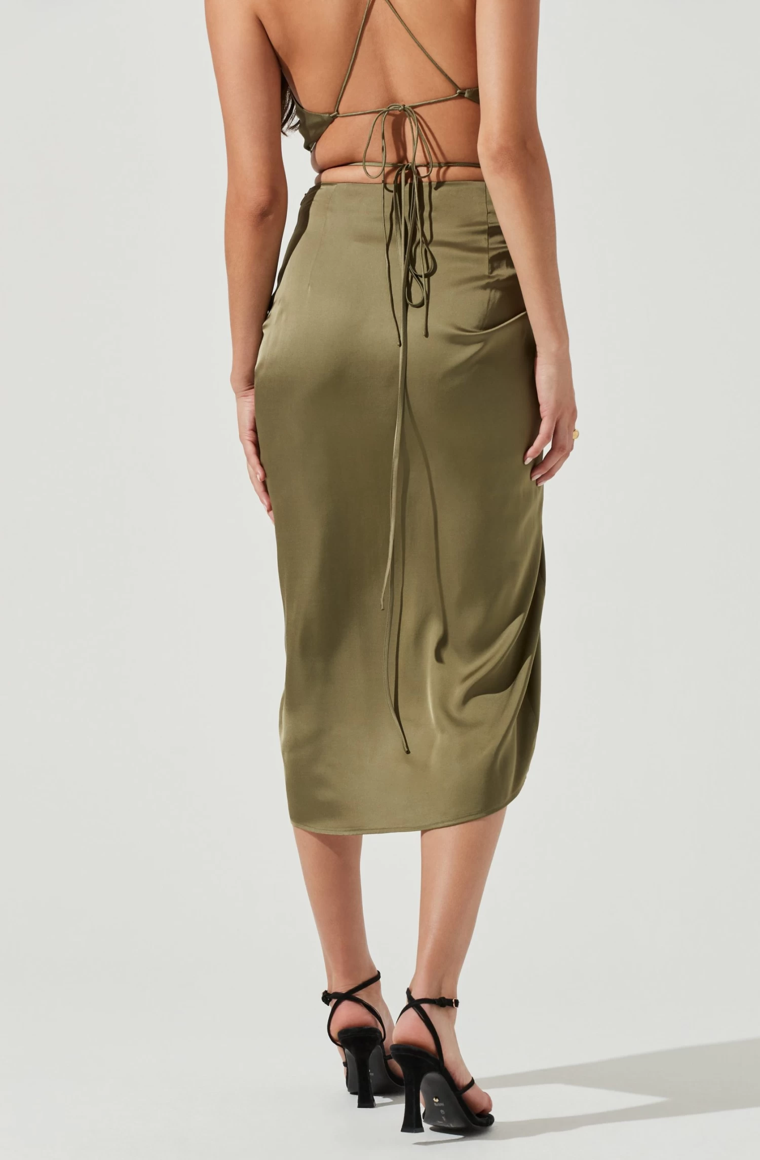 South Beach Ruched Tie Waist Midi Skirt 3 South Beach Ruched Tie Waist Midi Skirt - Image 3