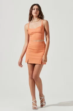 Monet Double Slit Mini Skirt -ASTR the Label Store ACS9093B PAPAYA 1 c729813e 3027 44a1 80cb 52465e0055cc scaled