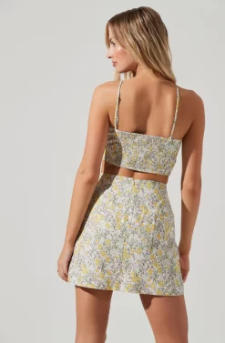 Covina Floral Side Slit Mini Skirt -ASTR the Label Store ACS9096B YELLOWMULTIFLORAL 1169 scaled