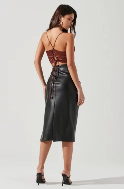 Melody Faux Leather Midi Skirt -ASTR the Label Store ACS9099 BLACK 1882 scaled