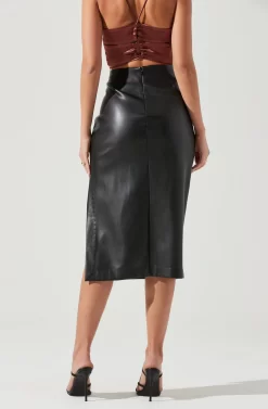 Melody Faux Leather Midi Skirt -ASTR the Label Store ACS9099 BLACK 1886 scaled