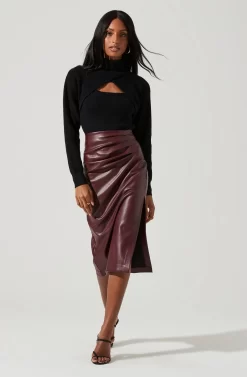 Melody Faux Leather Midi Skirt -ASTR the Label Store ACS9099 WINE 0902 scaled