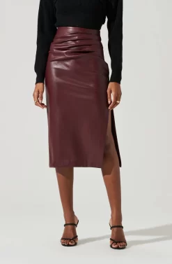 Melody Faux Leather Midi Skirt -ASTR the Label Store ACS9099 WINE 0908 scaled