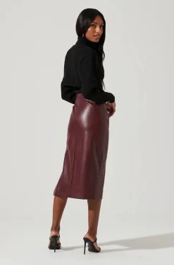 Melody Faux Leather Midi Skirt -ASTR the Label Store ACS9099 WINE 0913 scaled