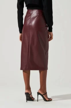 Melody Faux Leather Midi Skirt -ASTR the Label Store ACS9099 WINE 0923 scaled