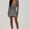Darby Sequin Houndstooth Mini Skirt