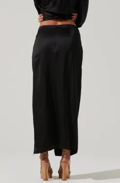 Loretta Satin Wrap Front Midi Skirt -ASTR the Label Store ACS9111VR BLACK 4 scaled