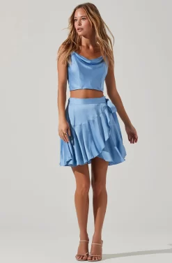 Ellery Ruffle Mini Skirt -ASTR the Label Store ACS9122 SKYBLUE 1 scaled