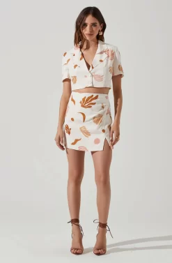 Arza Abstract Mini Skirt 8 Arza Abstract Mini Skirt -ASTR the Label Store ACS9124P BROWNPINKCREAM 2 scaled