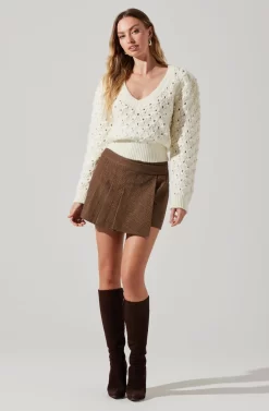 Theodora Pleated Mini Skirt -ASTR the Label Store ACS9141 BROWN 2 scaled