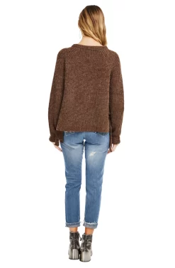 Lexie Side Tie Knit Sweater -ASTR the Label Store ACT12352 BROWN 03 scaled