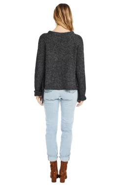 Lexie Side Tie Knit Sweater -ASTR the Label Store ACT12352 CHARCOAL 03 scaled